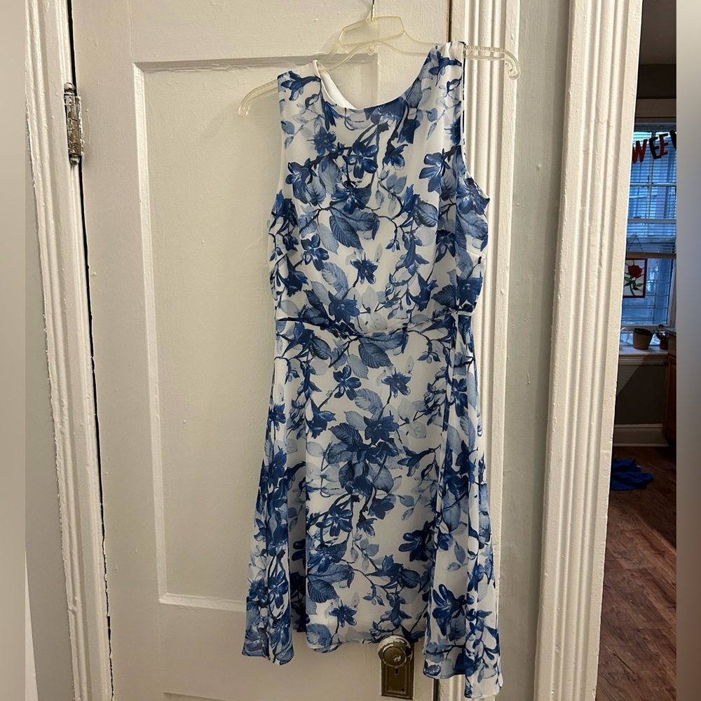 Chaps Blue Floral Midi Dress